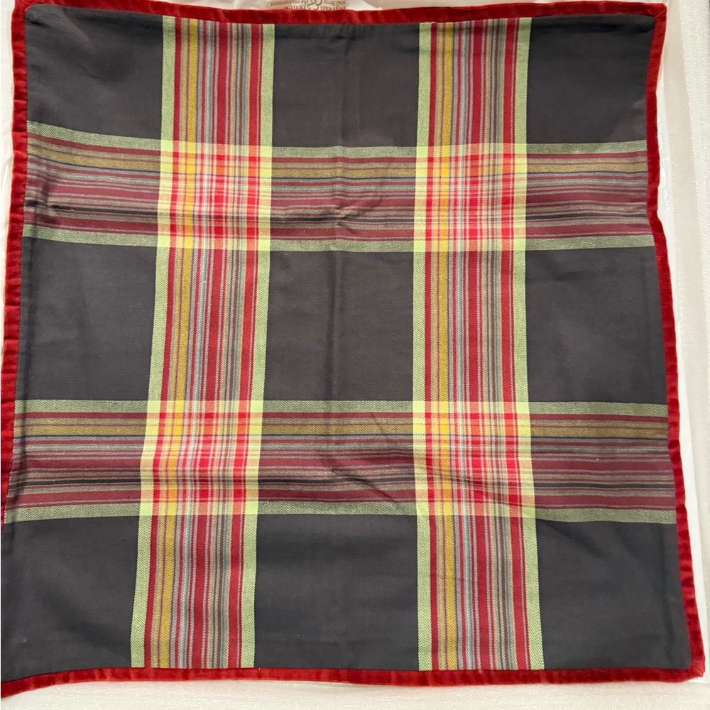 New Rare Pottery Barn ‘CODY’ Plaid /Velvet Holiday Pillow Cover, 24” 2014